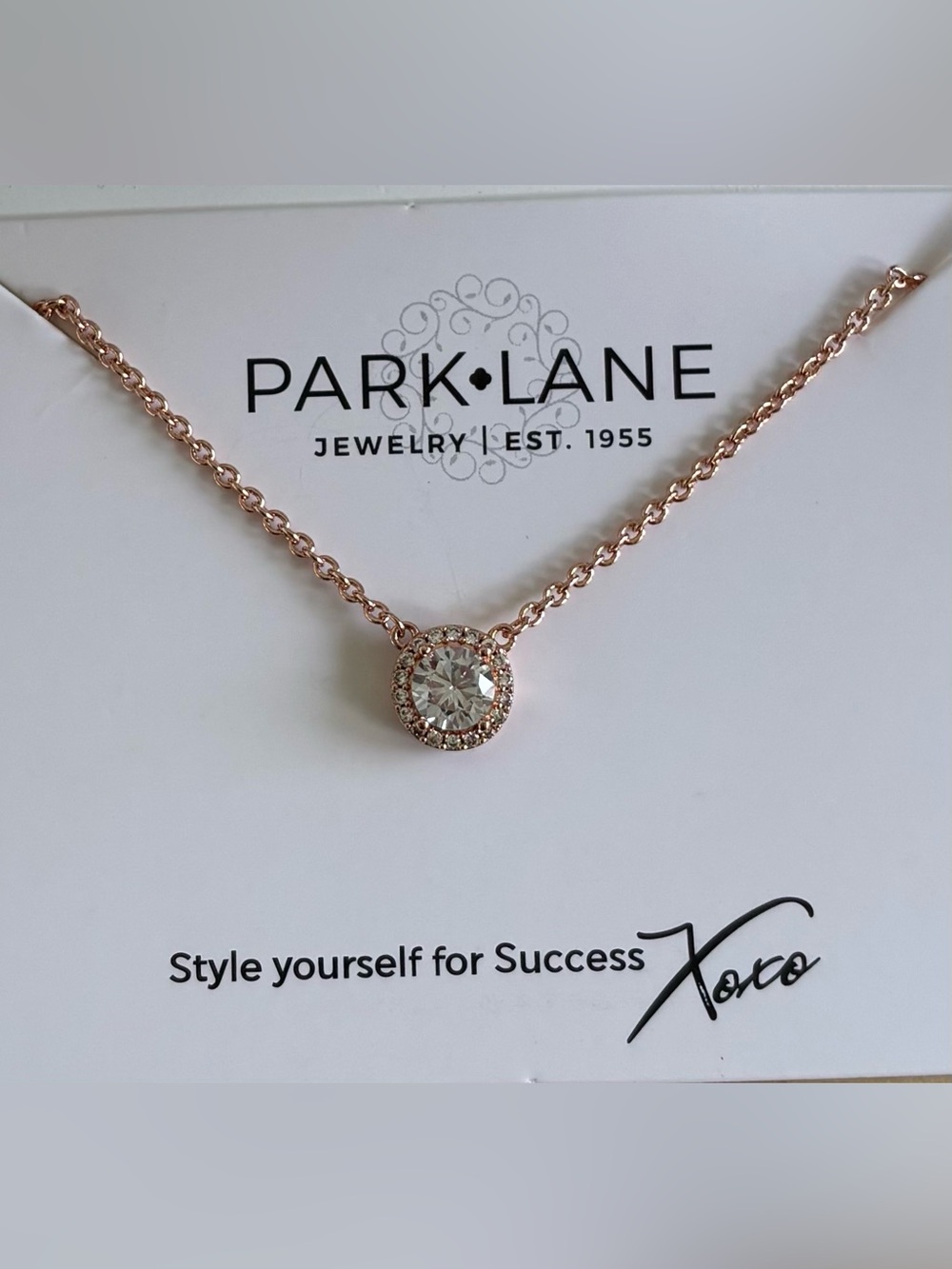 Park Lane Rose Gold Plated CZ Halo Necklace
